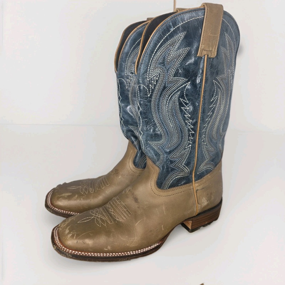J.B. Dillon Western Cowboy Boots Womens Sz 10B Square Toe Distressed Leather